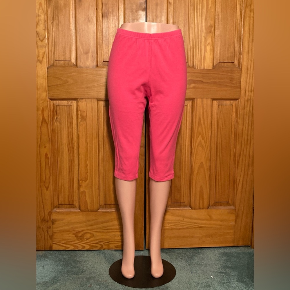EUC G.W. Sport Vintage 90s Side Split Capri Leggings Stretch Pink Size 1X